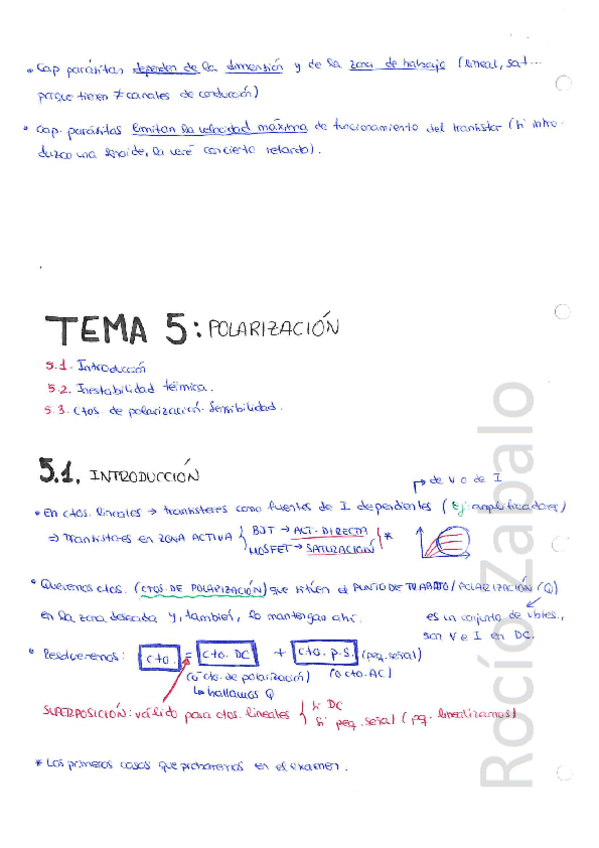 Miniatura del documento Apuntes de clase - Tema 5 Ingeniería Electrónica - Polarización.pdf