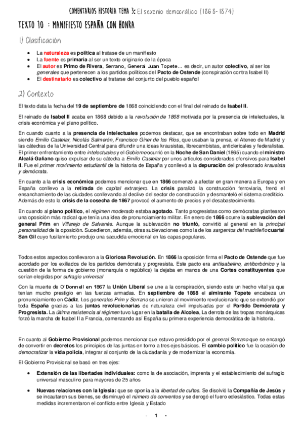 Miniatura del documento Comentarios de texto Tema 3. El sexenio democrático (1868-1874).pdf