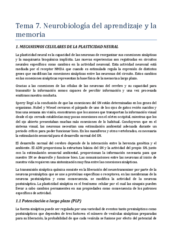 Miniatura del documento Tema 7. Neurobiología del aprendizaje y la memoria.pdf