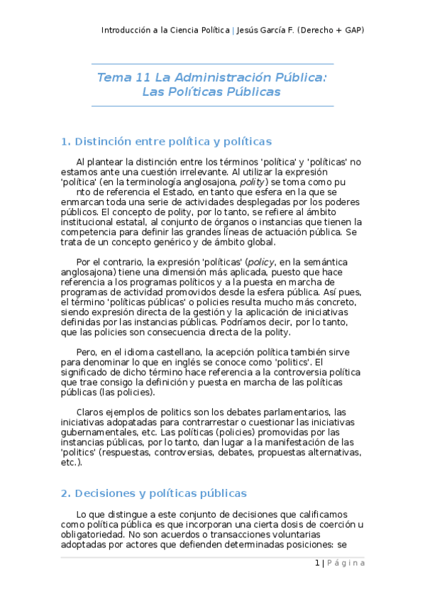 Miniatura del documento Tema 11 La Administración Pública (Las Políticas Públicas).docx