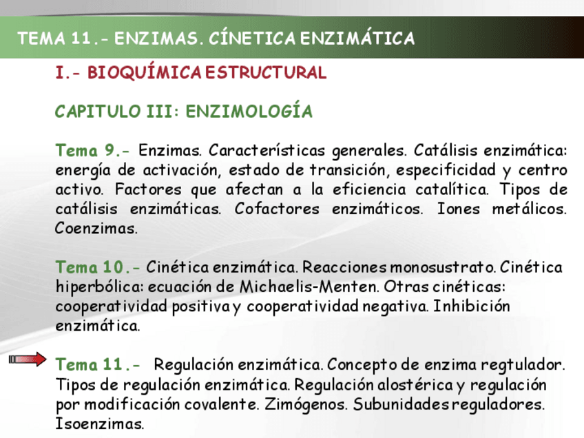 Miniatura del documento Tema XI. REGULACION ENZIMATICA.pdf