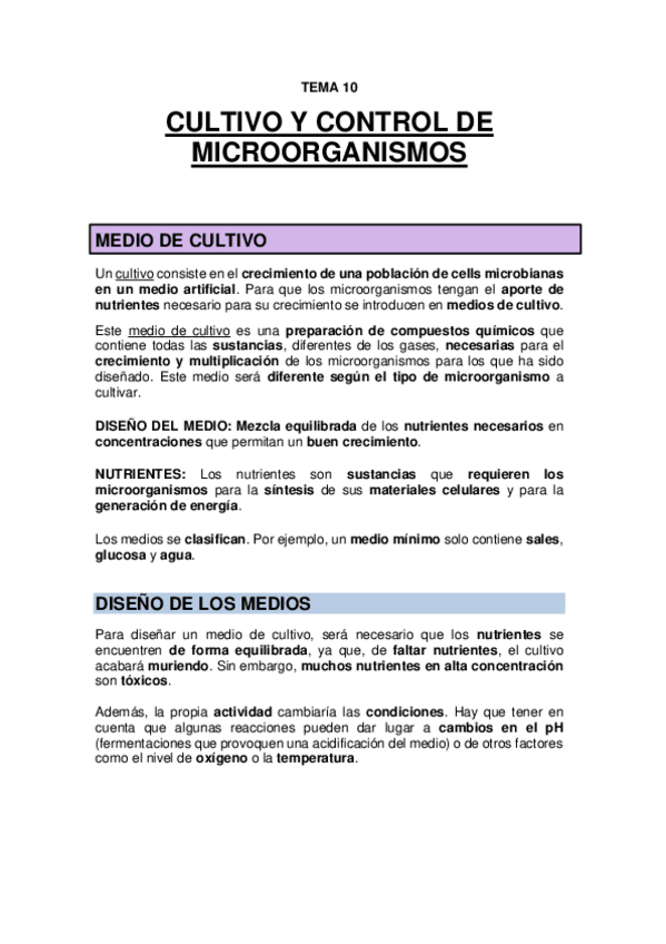 Miniatura del documento TEMA 10 - Cultivo y control de microrganismos.pdf