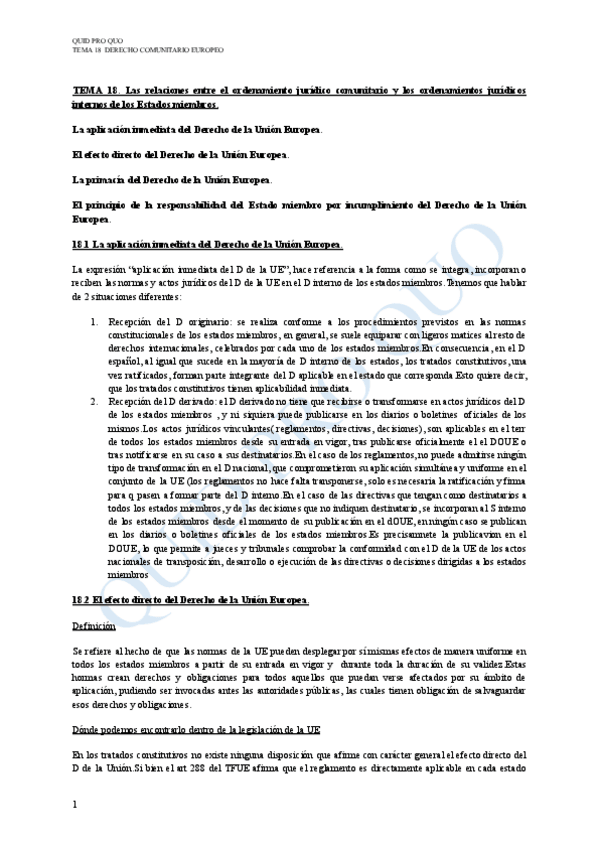 Miniatura del documento TEMA 18:Las relaciones entre el ordenamiento jurídico comunitario y los ordenamientos jurídicos internos de los Estados miembros..DERECHO COMUNITARIO EUROPEO.pdf
