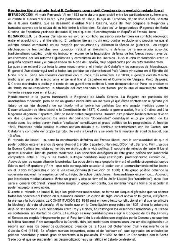 Miniatura del documento Revolucion-liberal-reinado-Isabel-II.-Carlismo-y-guerra-civil.-Construccion-y-evolucion-del-estado-liberal.pdf