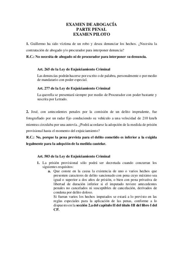 Miniatura del documento Examen Abogacía. Prueba piloto. Parte penal.pdf