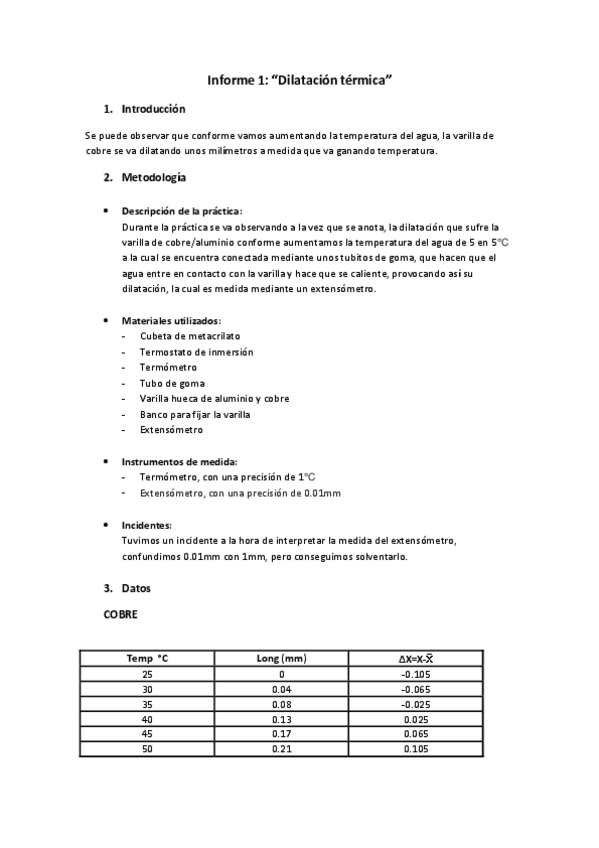 Miniatura del documento Informe 1 - Dilatación térmica.pdf