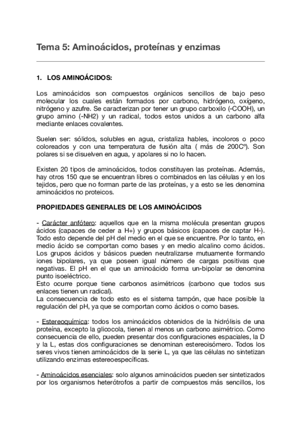 Miniatura del documento Tema aminoácidos, proteínas y enzimas.pdf
