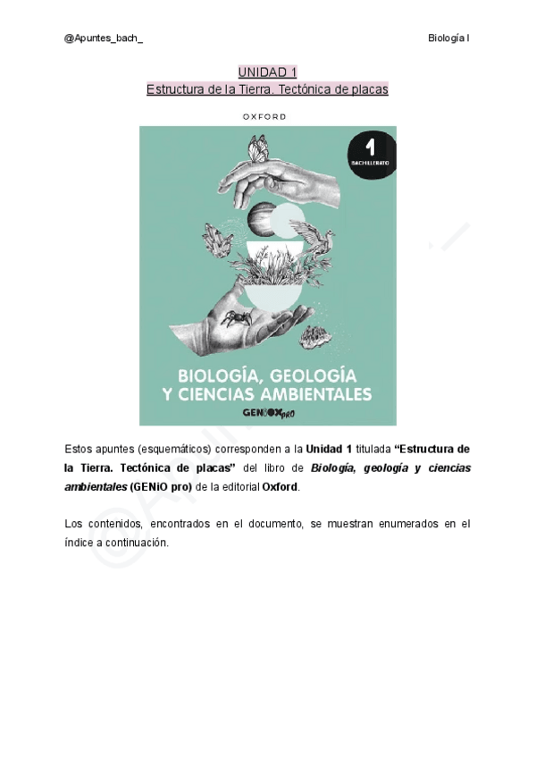 Miniatura del documento Unidad 1 - Oxford - Estructura de la Tierra. Tectónica de placas - Geología I - Apuntes_bach_.pdf