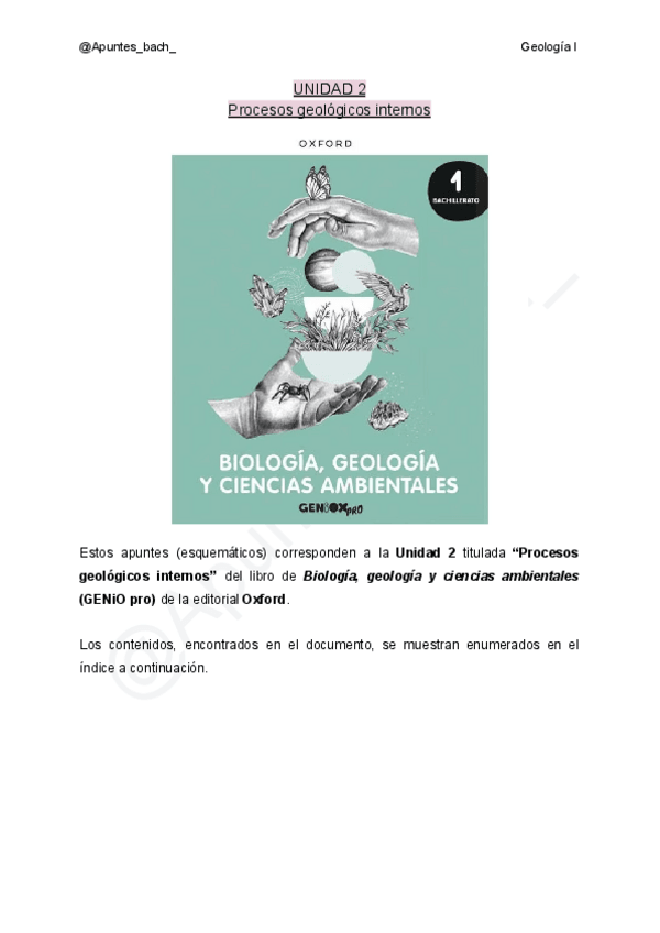 Miniatura del documento Unidad 2 - Oxford - Procesos geológicos internos - Geología I - Apuntes_bach_.pdf