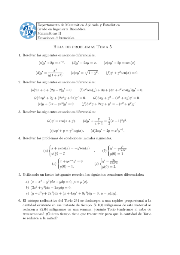 Miniatura del documento Hoja5EcuacionesDiferenciales.pdf