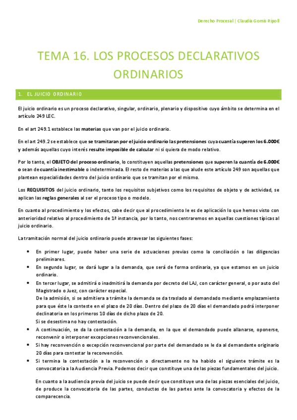 Miniatura del documento lección 16: los procesos declarativos ordinarios.pdf