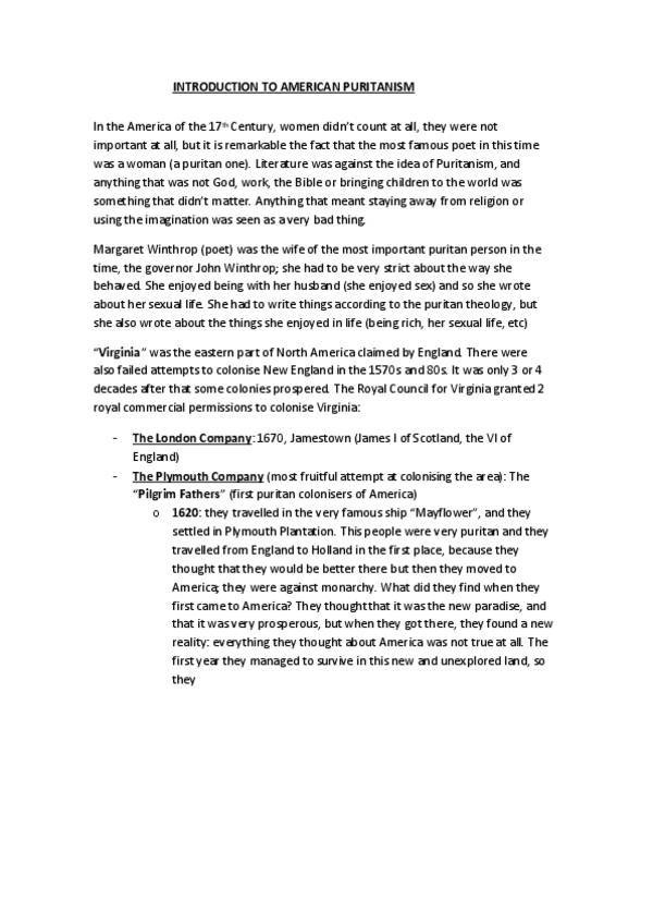 Miniatura del documento Norteamericana (parte 1) - Puritanism.pdf
