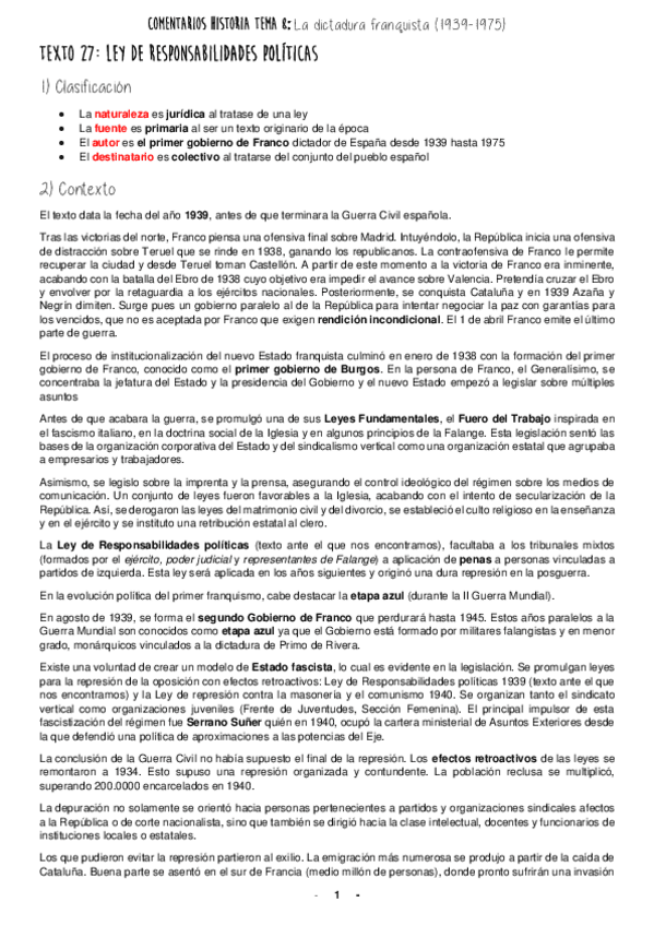 Miniatura del documento Comentarios de texto Tema 8. La dictadura franquista (1939-1975).pdf