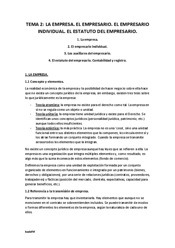 Miniatura del documento TEMA 2 - La empresa. El empresario. El empreario individual. El estatuto del empresario..pdf