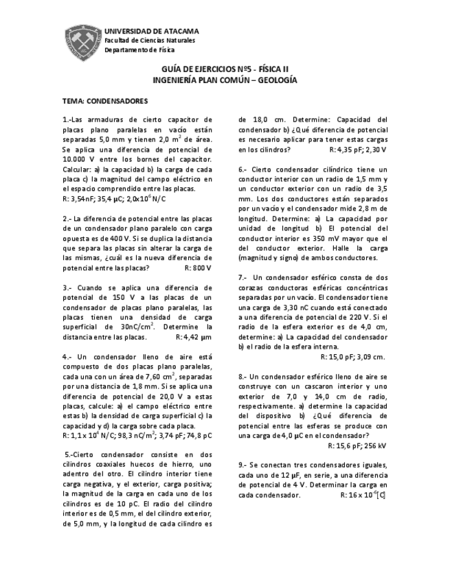 Miniatura del documento GUIAS-FISICA II UDA - CONDENSADORES / CIRCUITOS / LEYES DE KIRCHHOFF.pdf