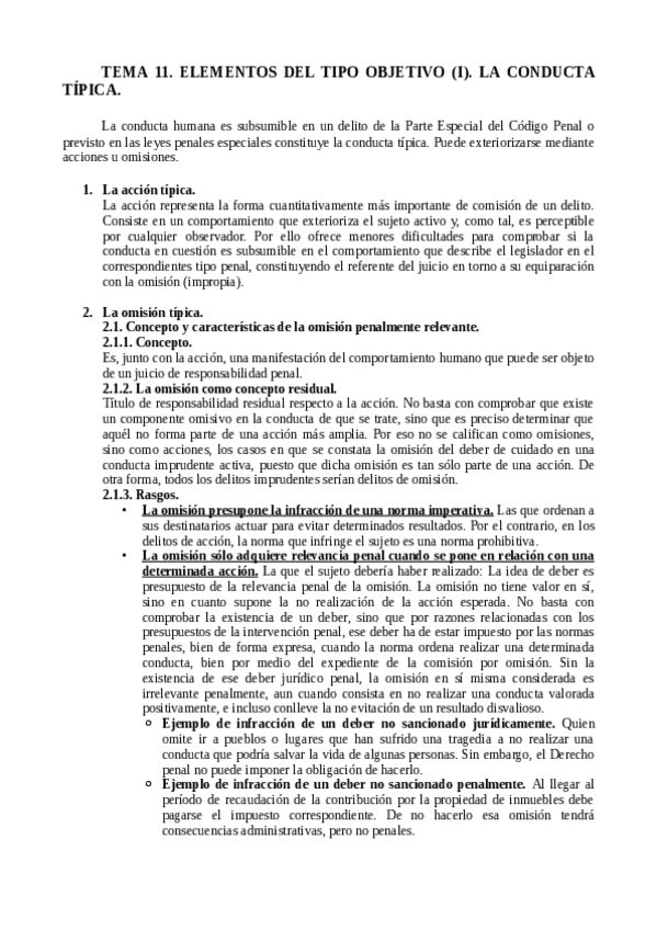 Miniatura del documento TEMA 11. ELEMENTOS DEL TIPO OBJETIVO (I). LA CONDUCTA TÍPICA..pdf