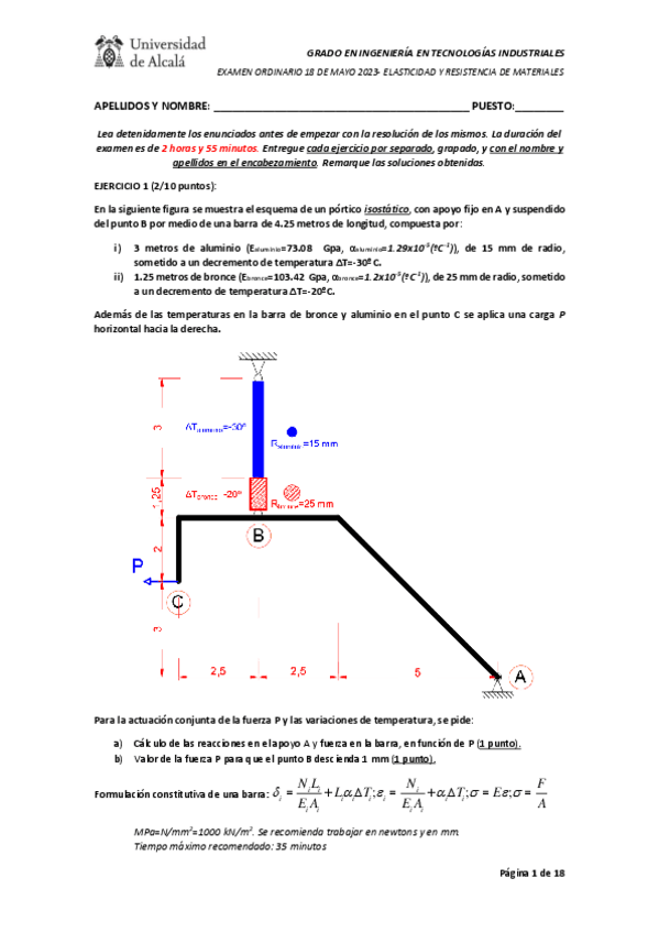 Miniatura del documento EXAMENFINALRESISTENCIADEMATERIALESGITI180523SOLUCION.pdf
