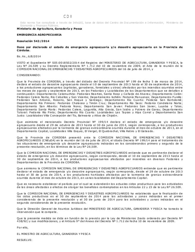 Miniatura del documento Res543.2014MAGP-DeclaracionEmergenciayoDesastreAgropCordoba.pdf