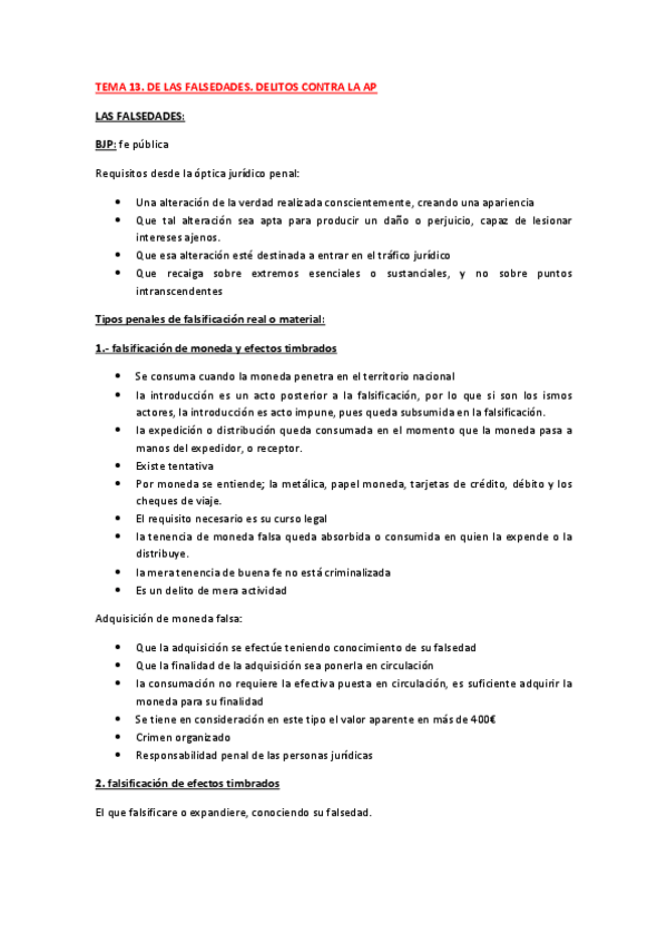 Miniatura del documento RESUMEN TEMA 13. DE LAS FALSEDADES. DELITOS CONTRA LA AP.pdf