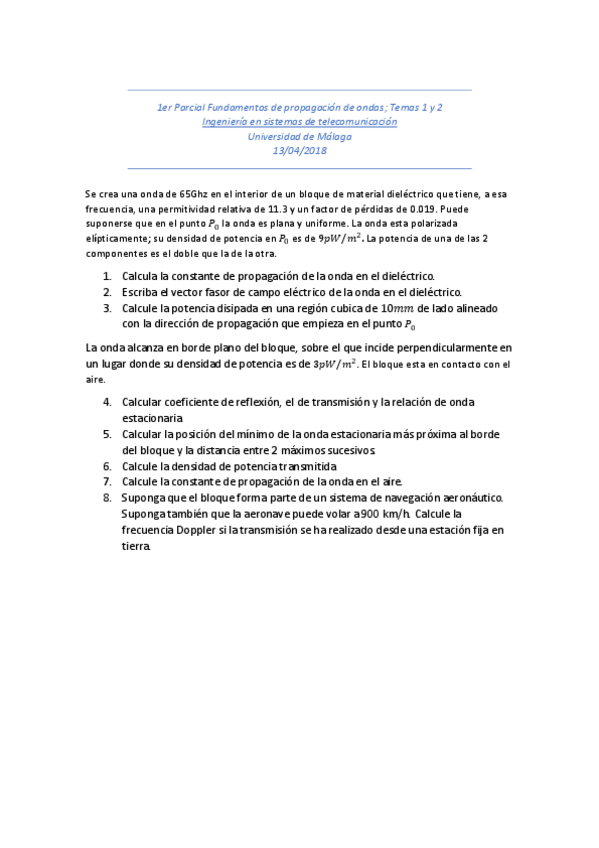 Miniatura del documento 1er Parcial Fundamentos de propagación de ondas.pdf