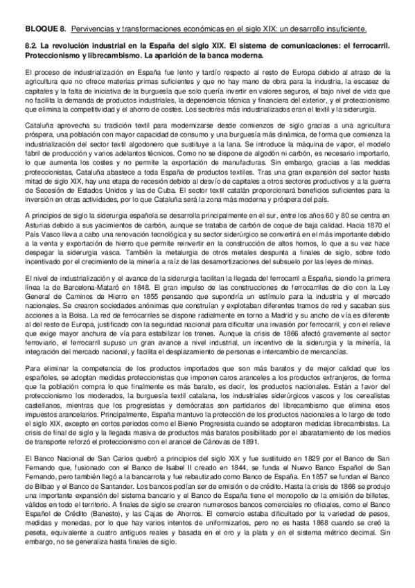 Miniatura del documento 8.2. La revolución industrial en la España del siglo XIX. El sistema de comunicaciones_el ferrocarril. Proteccionismo y librecambismo. La aparición de la banca moderna..pdf