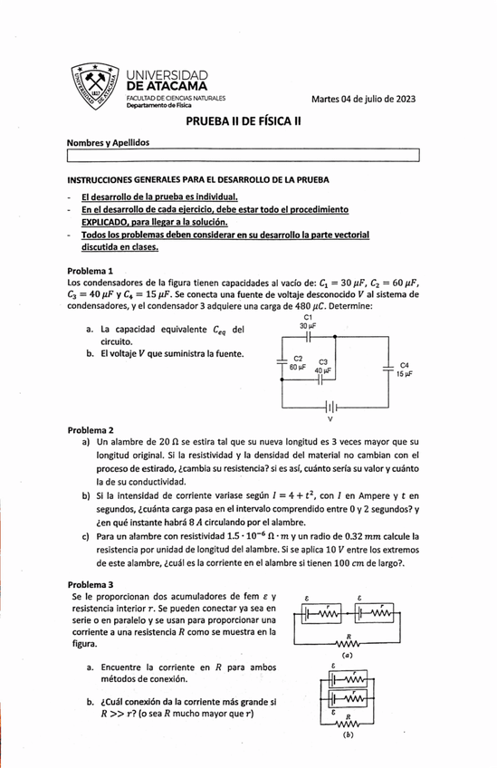 Miniatura del documento PRUEBA 2 DE FISICA II- CIRCUITOS ELECTRICOS / CAPACITADORES Y RESISTENCIAS.pdf