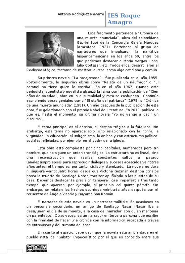 Miniatura del documento Gabriel García Márquez. Comentario de texto Crónica de una muerte anunciada..docx