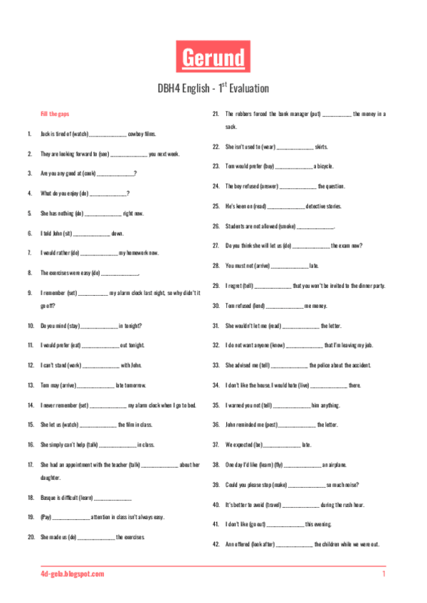 Miniatura del documento English Grammar - Gerund and Infinitive EXERCISES (fill the gaps).pdf