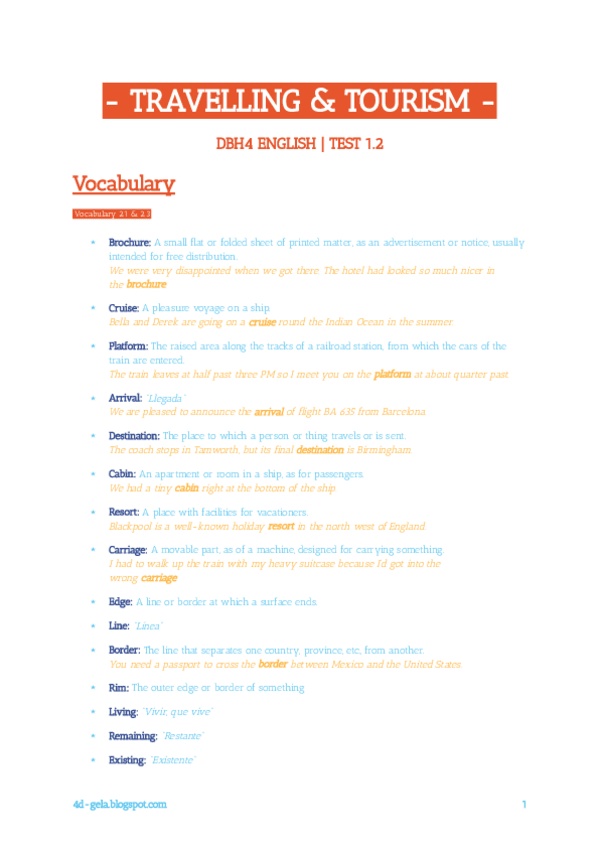 Miniatura del documento English Test - 1.2 Travelling and Tourism.pdf