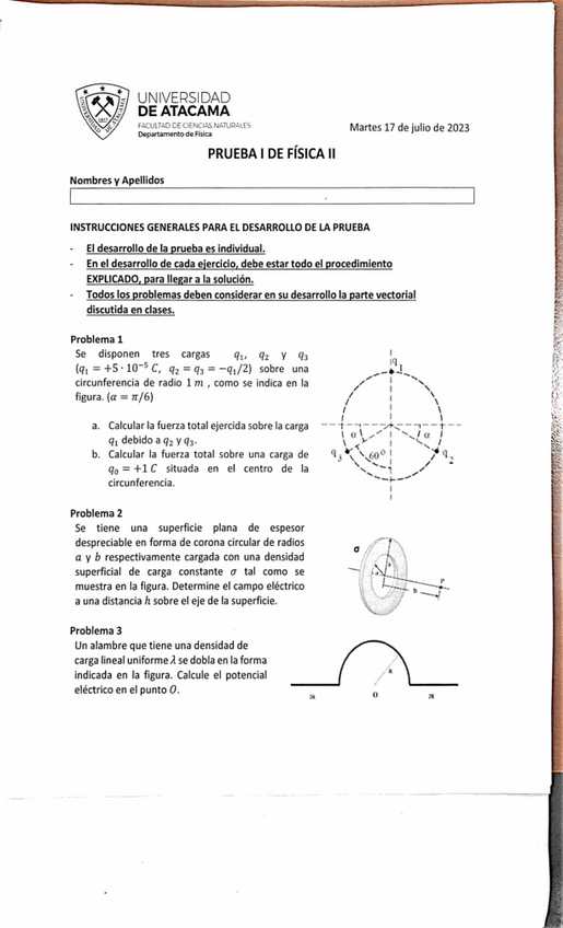 Miniatura del documento PRUEBA RECUPERATIVA DE FISICA II - FUERZA , CAMPO Y POTENCIAL-ELECTRICO.pdf