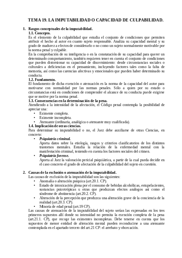 Miniatura del documento TEMA 19. LA IMPUTABILIDAD O CAPACIDAD DE CULPABILIDAD..pdf