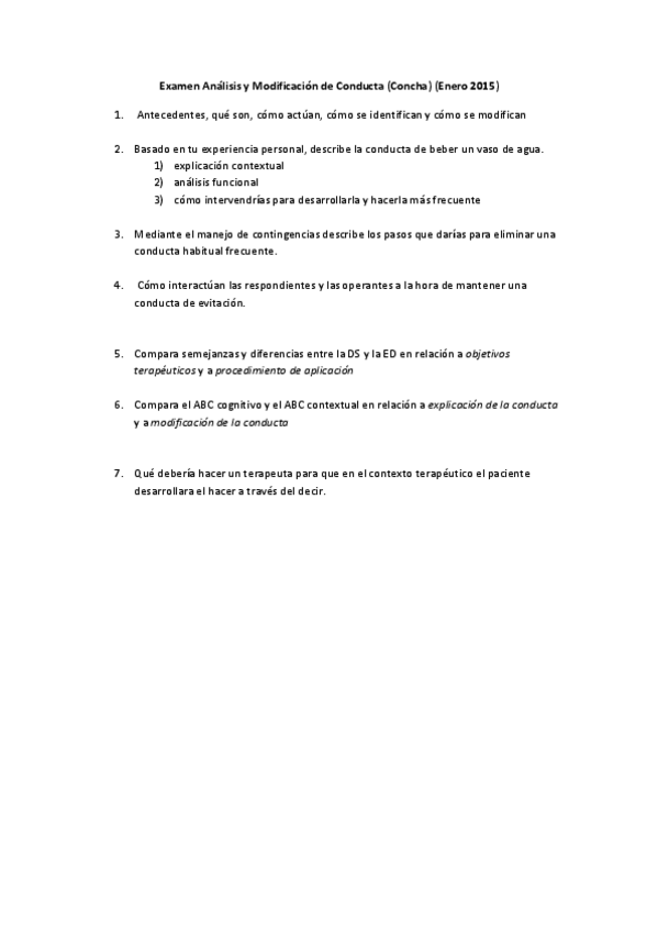 Miniatura del documento Examen AnÃ¡lisis y ModificaciÃ³n de Conducta Enero 2015.pdf