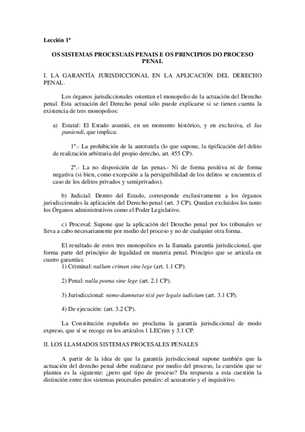 Miniatura del documento Lección 1ª. OS SISTEMAS PROCESUAIS PENAIS E OS PRINCIPIOS DO PROCESO PENAL.pdf