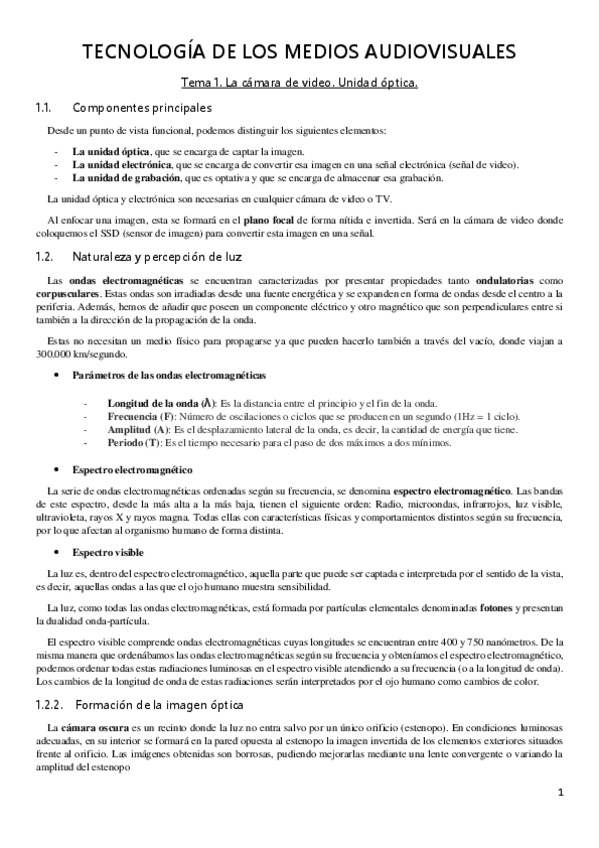 Miniatura del documento Tema 1. La cámara de video. Unidad óptica.pdf