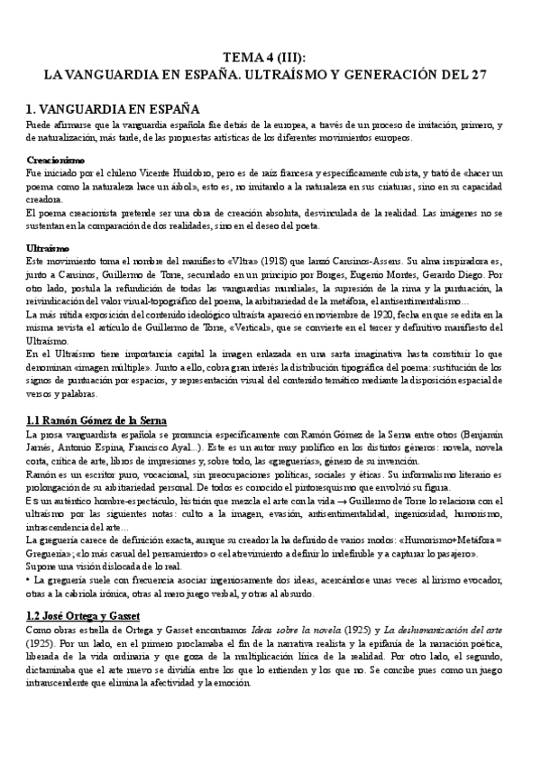 Miniatura del documento Tema 4 (III): La vanguardia en España. Ultraísmo y generación del 27.pdf