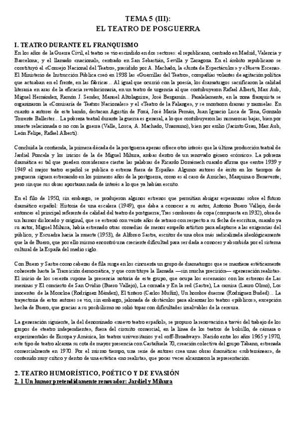 Miniatura del documento Tema 5 (III): El teatro de posguerra.pdf