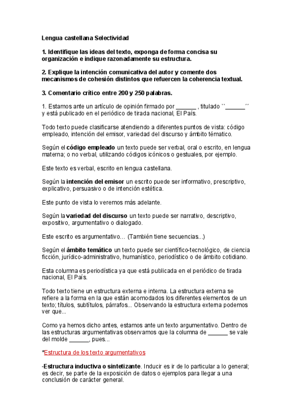 Miniatura del documento Estructura de texto argumentativo Lengua castellana y Literatura - Selectividad Andalucía.pdf
