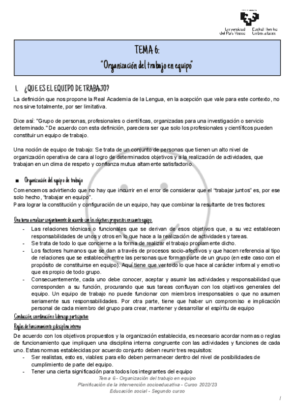Miniatura del documento Tema 6 - Organizacion del trabajo en equipo.pdf