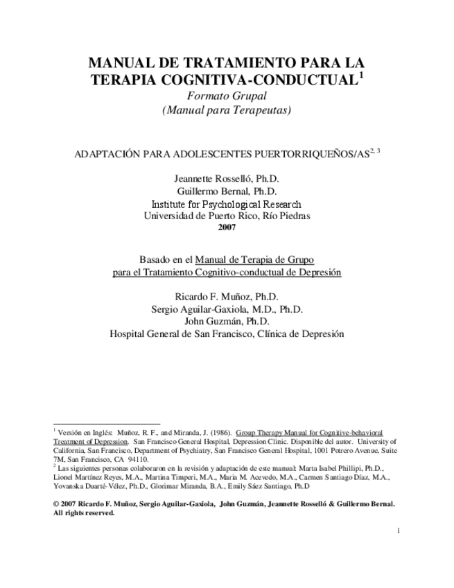 Miniatura del documento Manual de tratamiento para la terapia Cognitivo Conductual. Formato grupal.pdf