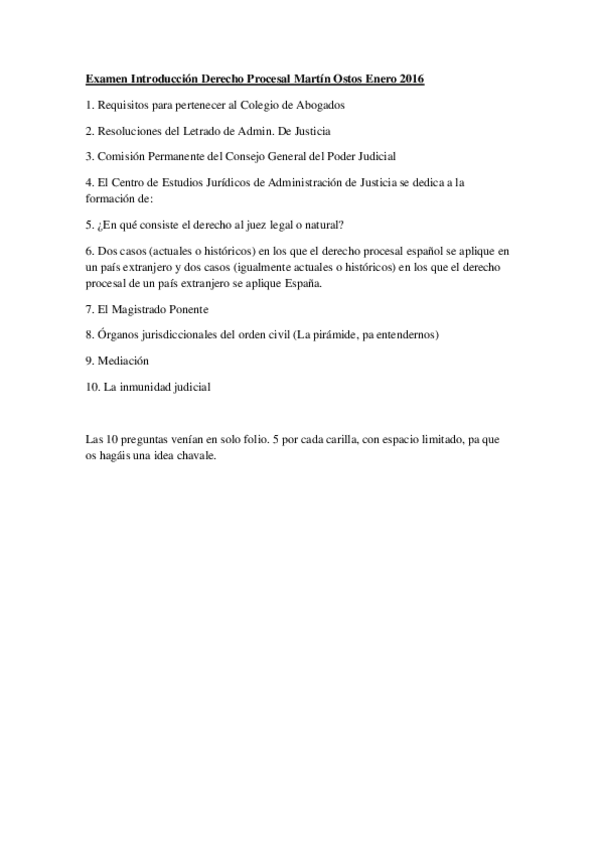 Miniatura del documento Examen Introducción Derecho Procesal Martín Ostos Enero 2016.pdf