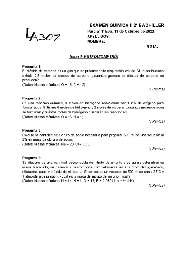 Miniatura del documento Examen Estequiometría.pdf