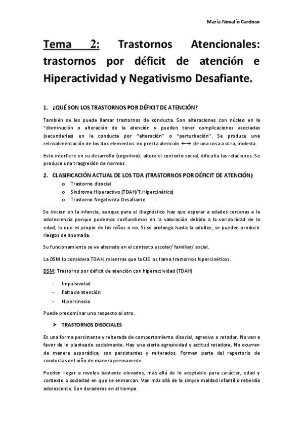 Miniatura del documento Tema 2 - Trastornos Atencionales trastornos por déficit de atención e Hiperactividad y Negativismo Desafiante..pdf