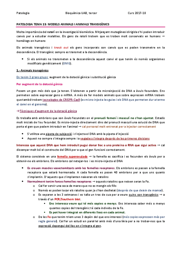 Miniatura del documento PATOLOGIA TEMA 13 - MODELS ANIMALS.pdf