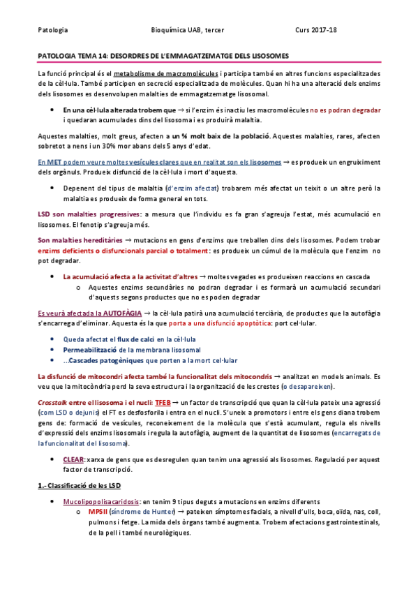 Miniatura del documento PATOLOGIA TEMA 14 - DESORDRES DE L’EMMAGATZEMATGE DELS LISOSOMES.pdf