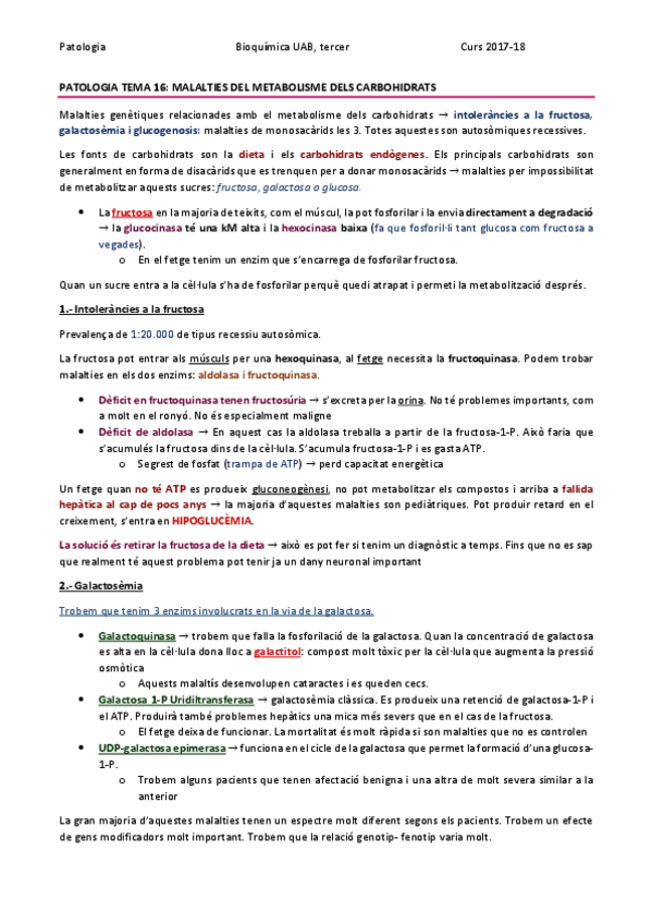 Miniatura del documento PATOLOGIA TEMA 16 - MALALTIES DEL METABOLISME DELS CARBOHIDRATS.pdf