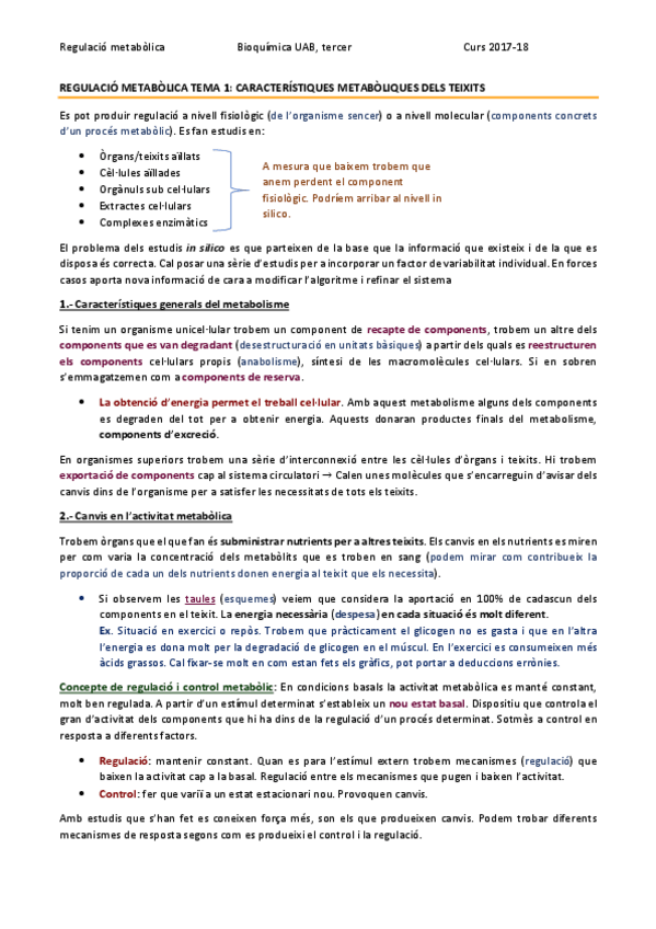 Miniatura del documento REGULACIÓ METABÒLICA TEMA 1 - CARACTERÍSTIQUES GENERALS DEL METABOLISME.pdf