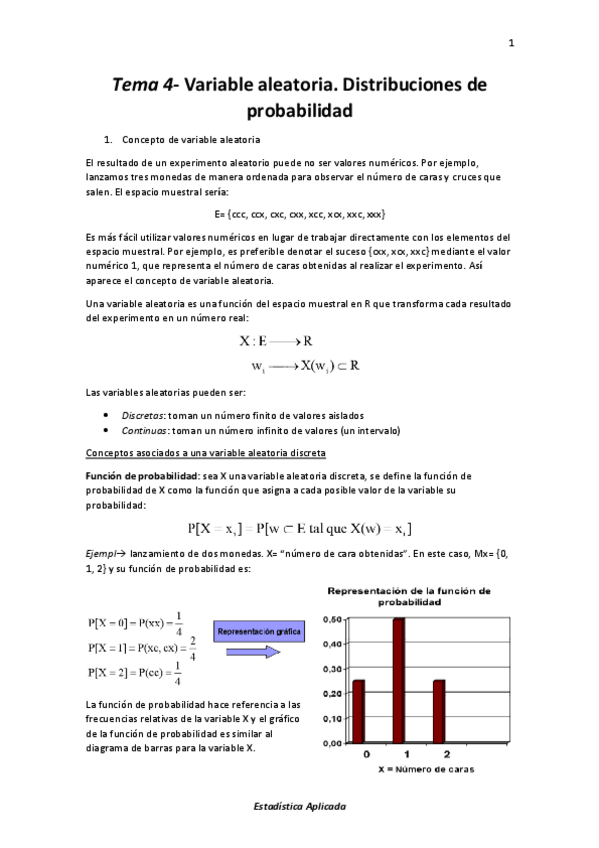Miniatura del documento Tema 4- Variable aleatoria. Distribuciones de probabilidad.pdf