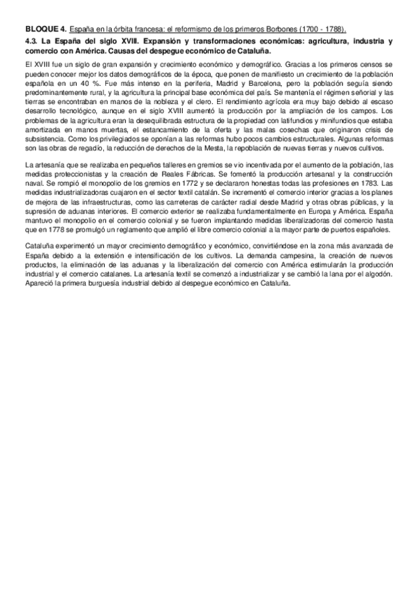 Miniatura del documento 4.3. La  España del siglo XVIII. Expansión y transformaciones económicas_agricultura- industria y comercio con América. Causas del despegue económico de Cataluña..pdf