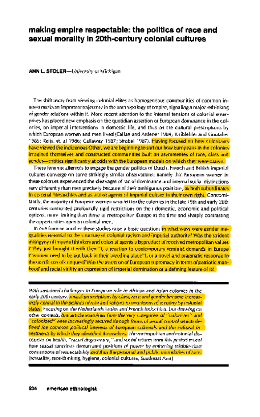 Miniatura del documento Ann-Stoler-Making-empire-respectable.-The-politics-of-race-and-sexual-morality-in-20th-century-colonial-cultures.pdf