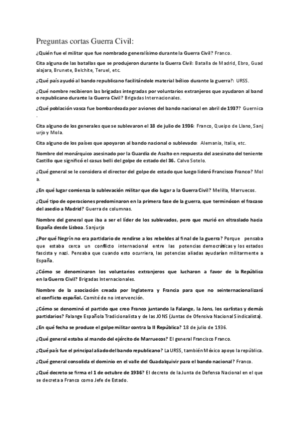Miniatura del documento Preguntas cortas - Guerra Civil y Dictadura franquista.pdf